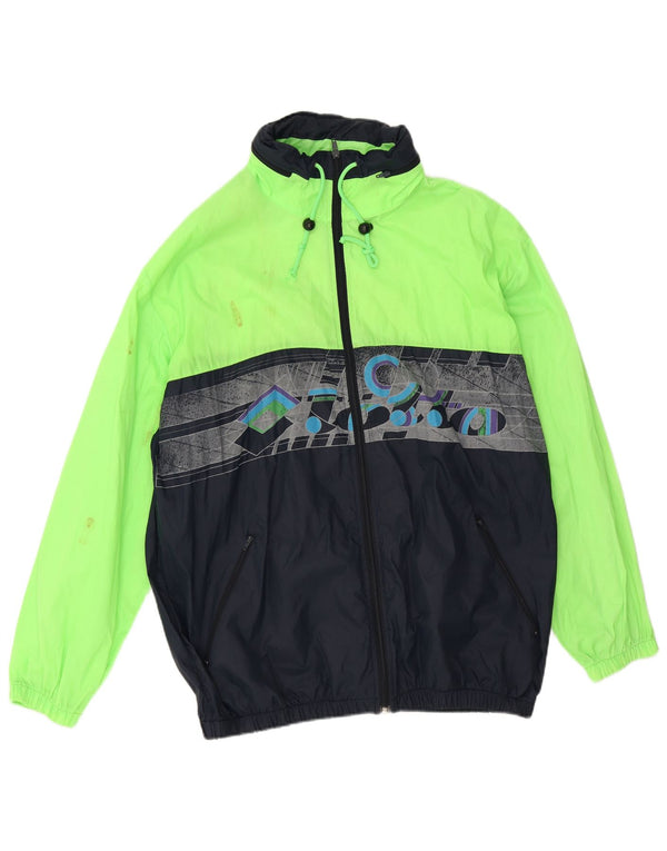 Giacca antipioggia grafica da uomo con cappuccio Lotto UK 42 XL Poliestere color block verde