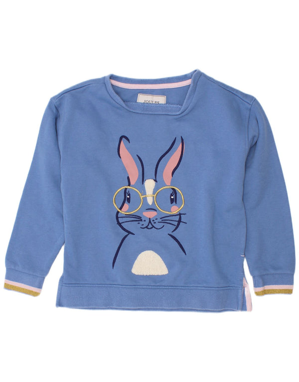 Felpa grafica per ragazze Joules, maglione 5-6 anni, cotone blu