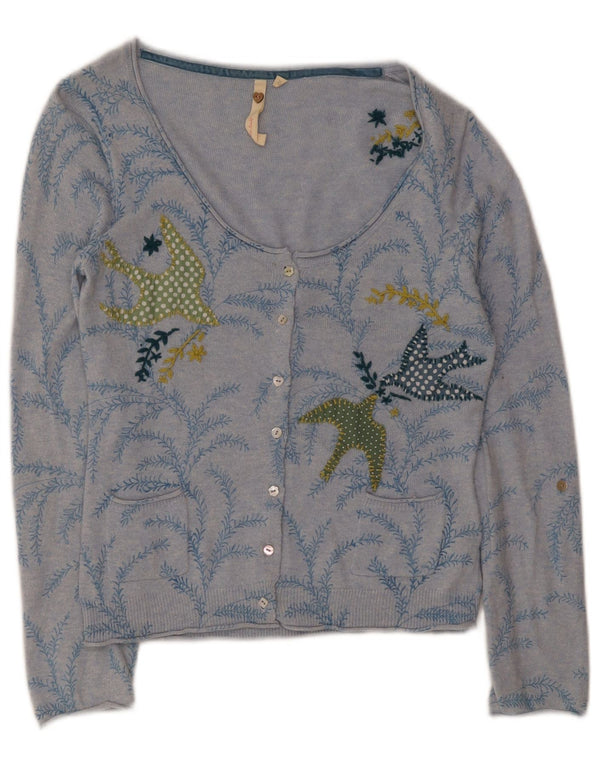Maglione cardigan con motivo astratto da donna di White Stuff UK 10 piccolo blu
