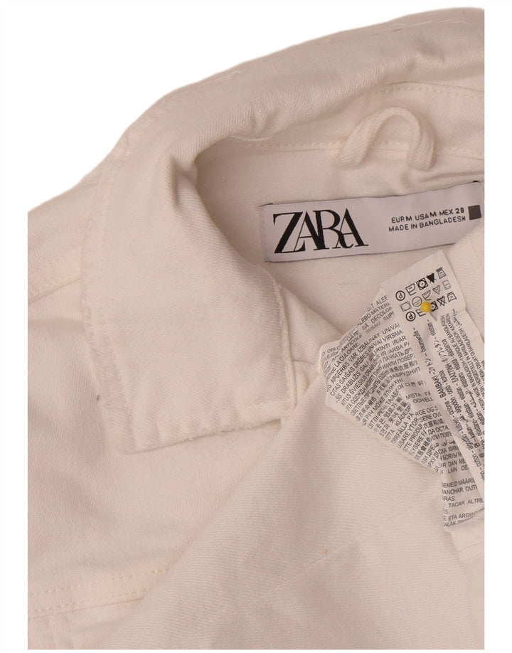 Giacca in denim corto da donna Zara UK 14 cotone bianco medio