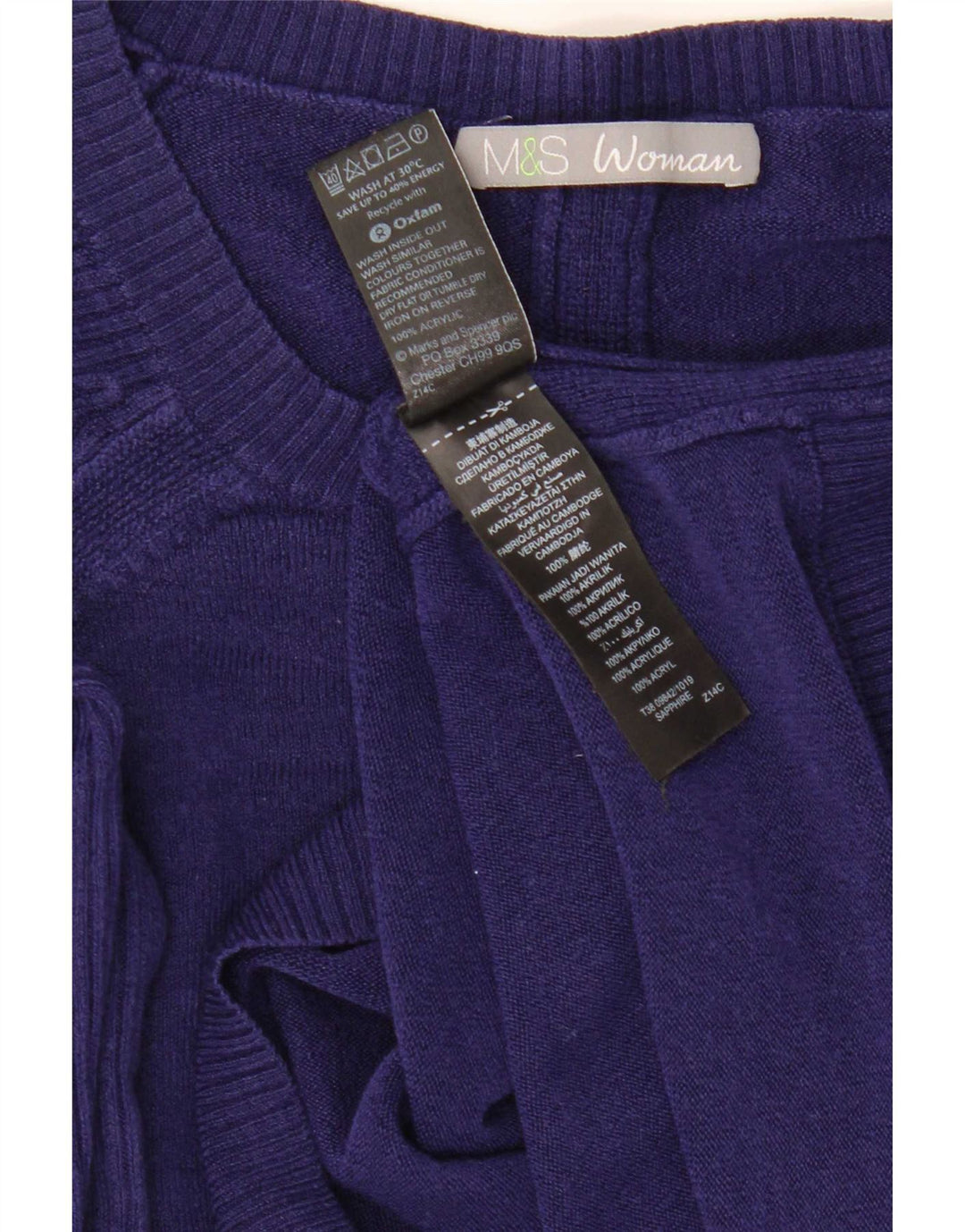 Maglione maglione con scollo a barca da donna Marks & Spencer UK 12 medio blu navy