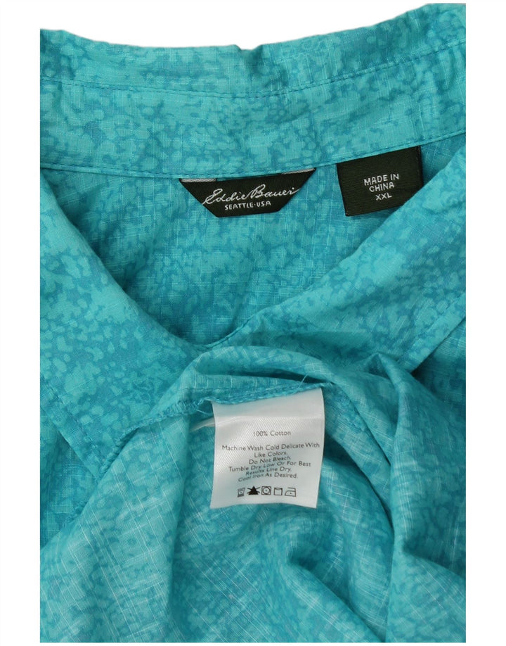Camicia da donna con motivo astratto Eddie Bauer UK 20 2XL cotone blu