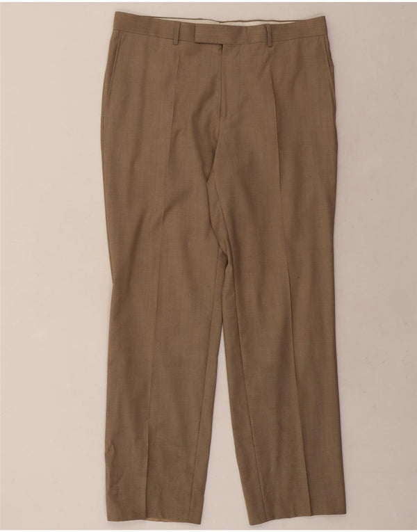 Pantaloni da abito dritti da uomo Hugo Boss W36 L31 Marrone