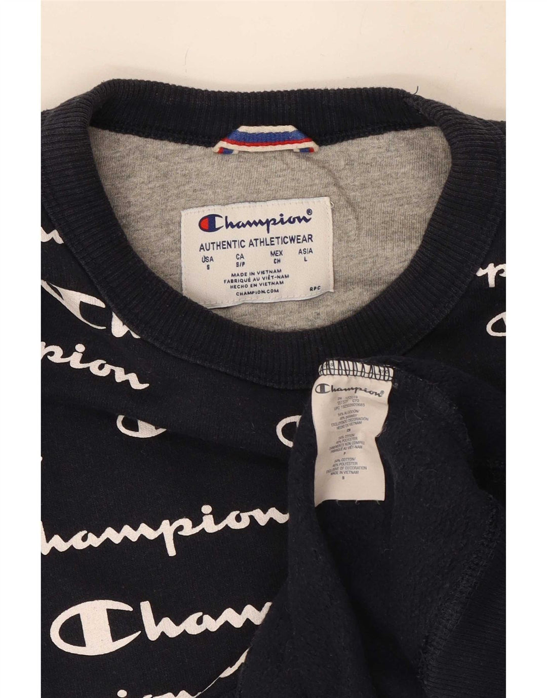 Felpa grafica da uomo Champion, piccola, in poliestere blu navy