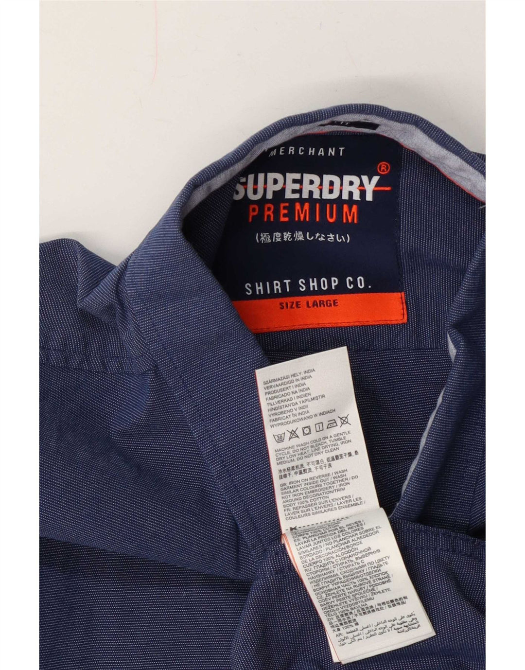 Camicia da uomo a maniche corte con vestibilità regolare Superdry, cotone blu navy medio