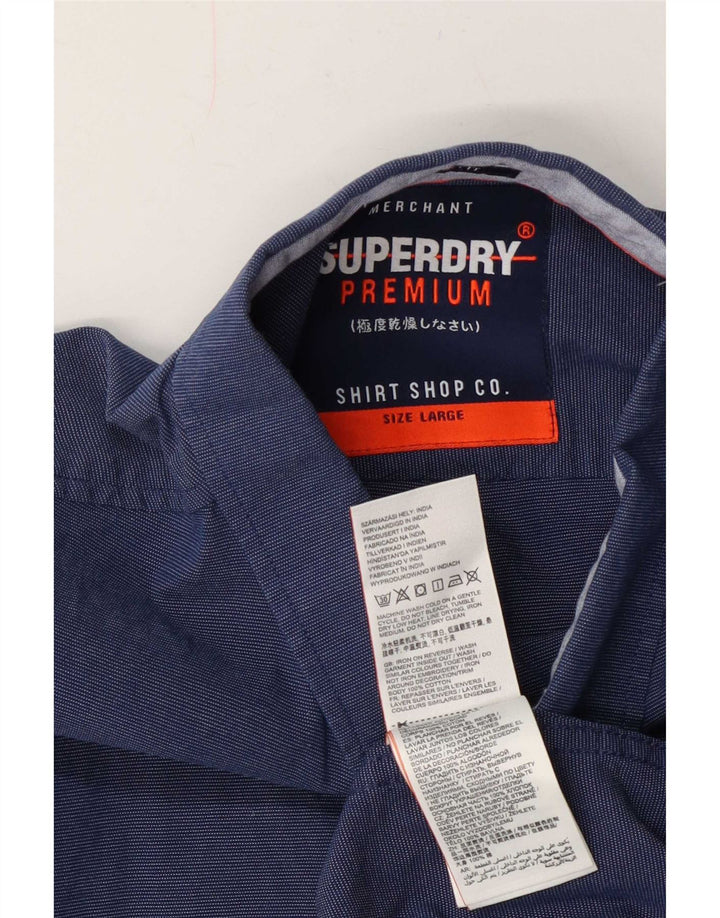 Camicia da uomo a maniche corte con vestibilità regolare Superdry, cotone blu navy medio