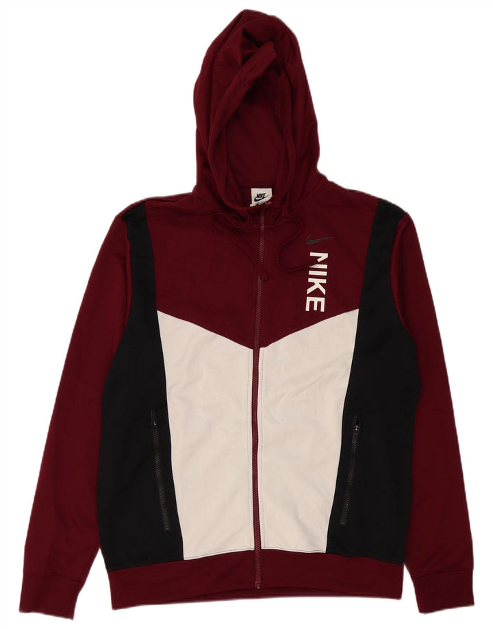 NIKE Felpa con cappuccio e zip grafica da uomo in poliestere color block bordeaux medio