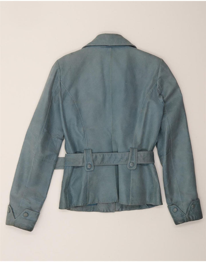 Giacca in pelle da donna VINTAGE UK 12 Blu medio