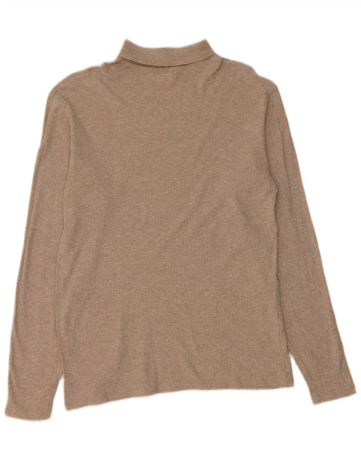 J. CREW Maglione maglione a collo alto da donna UK 14 Cotone beige medio