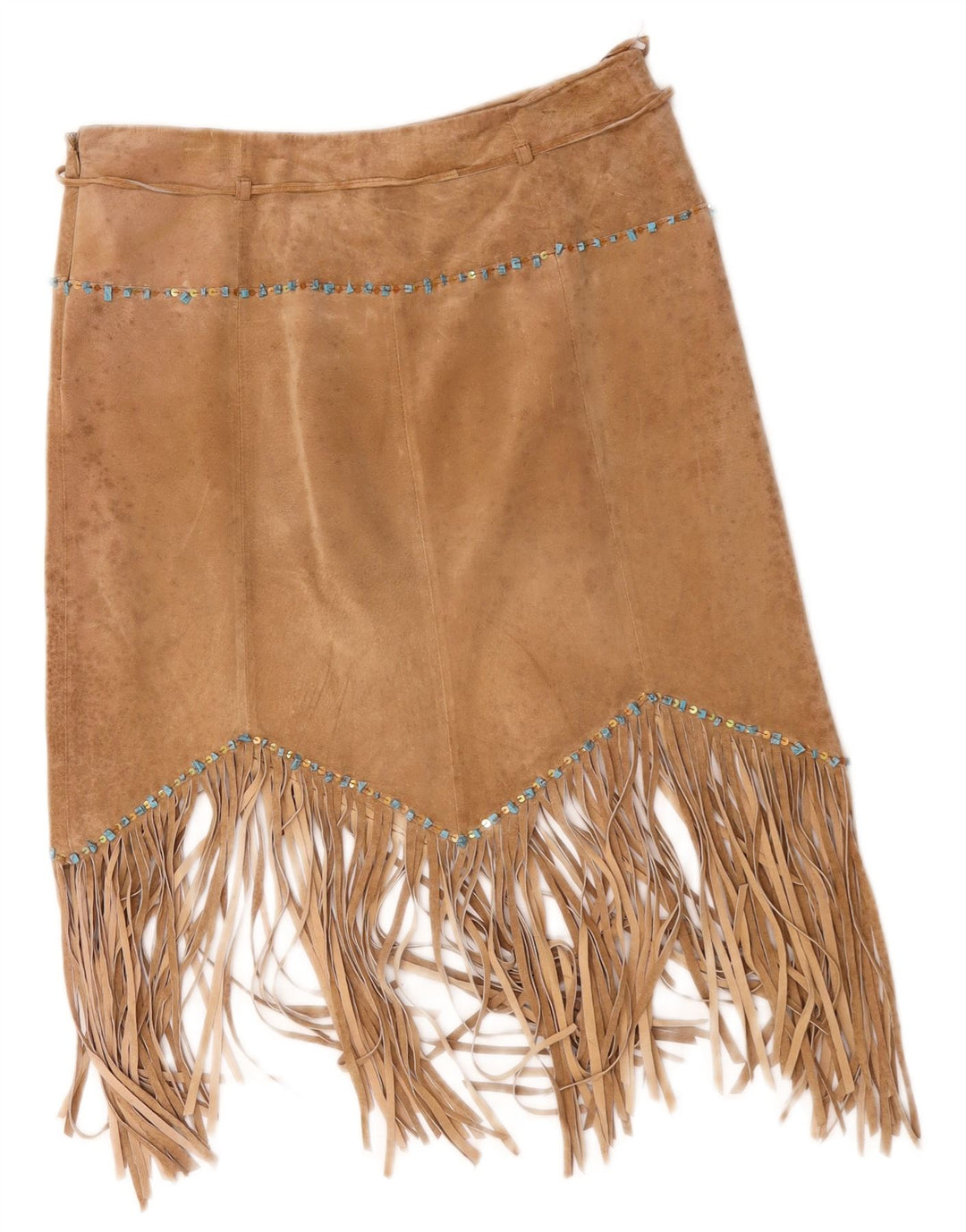 Gonna asimmetrica in pelle scamosciata da donna Rene' Derhy grande W32 in pelle beige