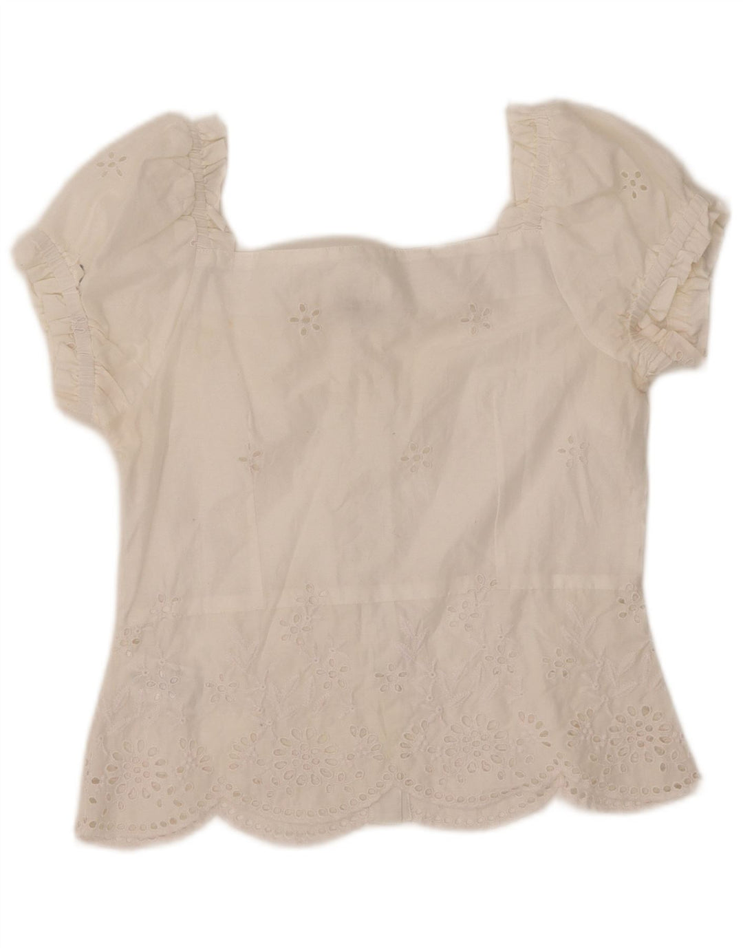 WAREHOUSE Camicia da donna a maniche corte camicetta UK 10 piccola poliestere bianco