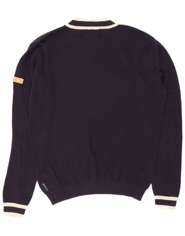 Armani Jeans Maglione da uomo con scollo a V grande in cotone blu navy