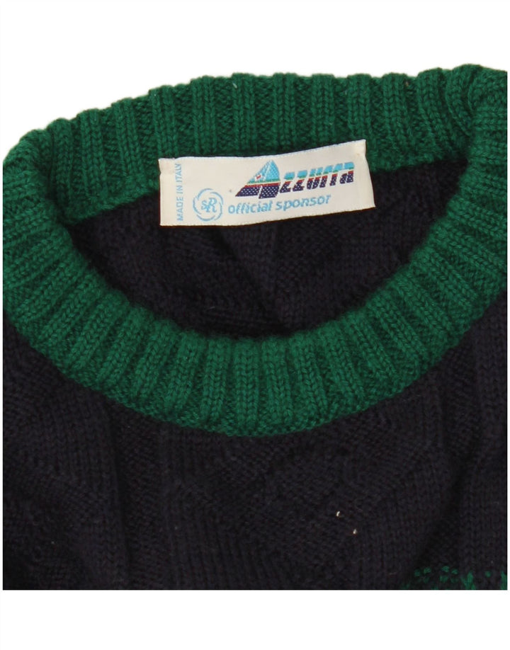 Maglione Maglione Girocollo Uomo Azzurra IT 50 Medio Blu Navy Geometrico