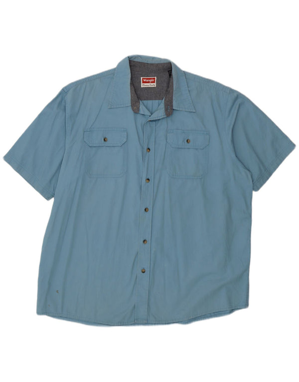 Camicia a maniche corte da uomo Wrangler XL in cotone blu