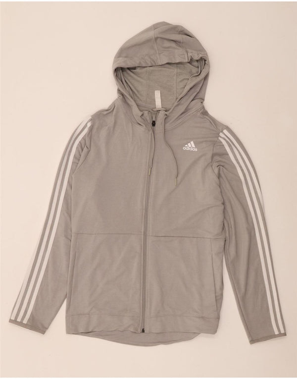 Felpa con cappuccio e zip da donna Adidas UK 20/22 XL Rayon grigio