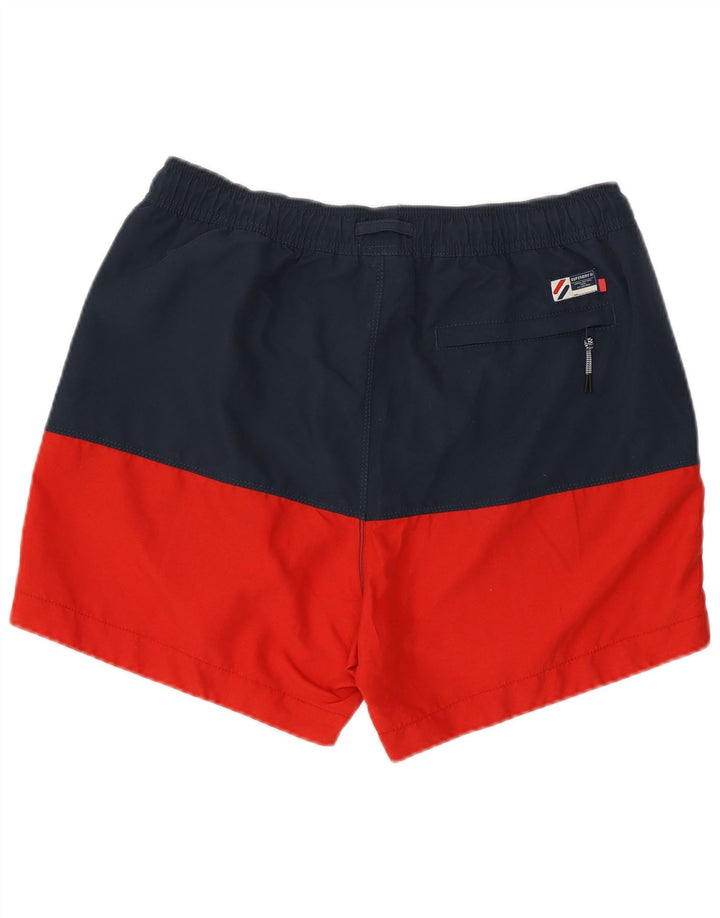 Pantaloncini da bagno da uomo Superdry poliestere color block medio blu navy