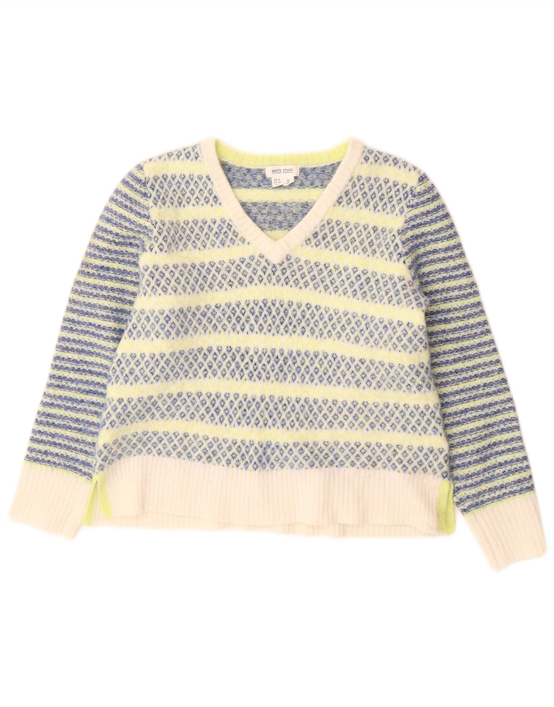 Maglione maglione con scollo a V da donna White Stuff UK 12 medio multicolore