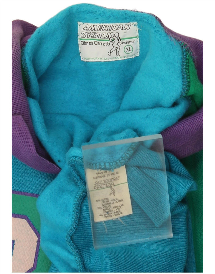 Felpa grafica da uomo American System Maglione XL Blu Colourblock