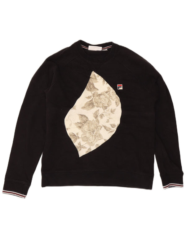 Felpa grafica da uomo Fila Maglione piccolo cotone chiazzato nero