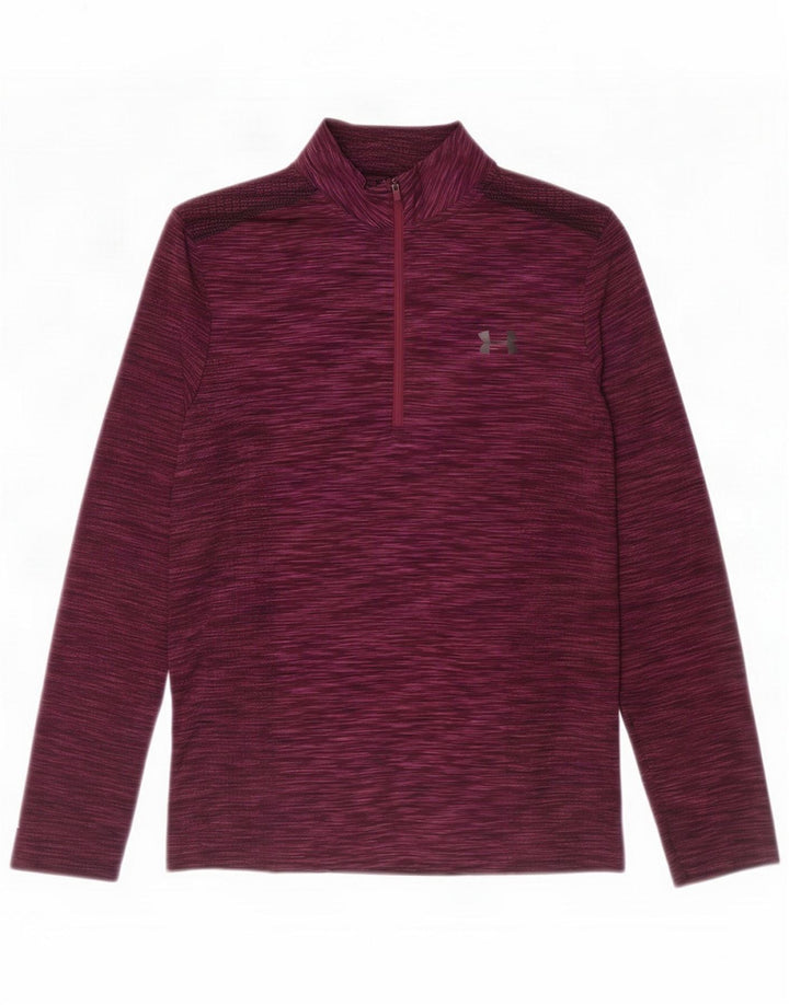 Under Armour - Tuta da uomo pullover con zip e collo, top grande in poliestere bordeaux
