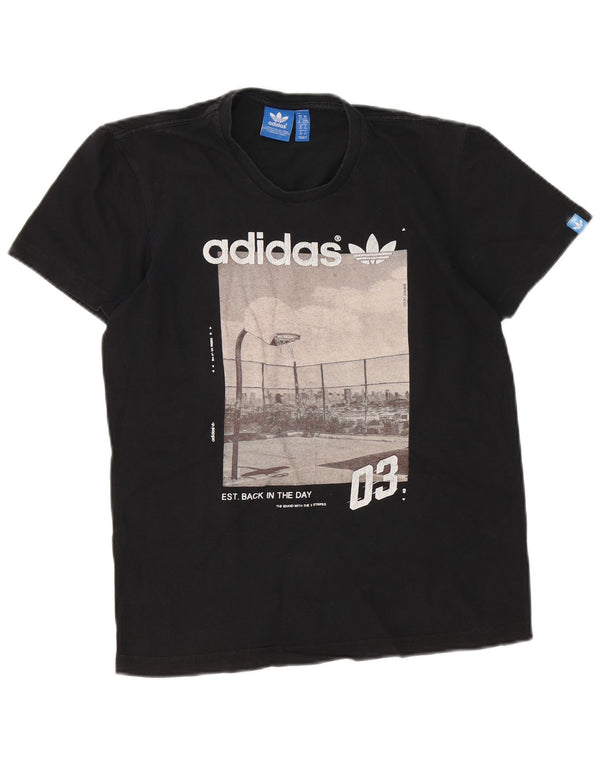 T-shirt grafica da uomo Adidas Top XS in cotone nero