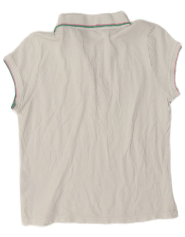 Polo corta da donna Tommy Hilfiger UK 14 grande cotone bianco
