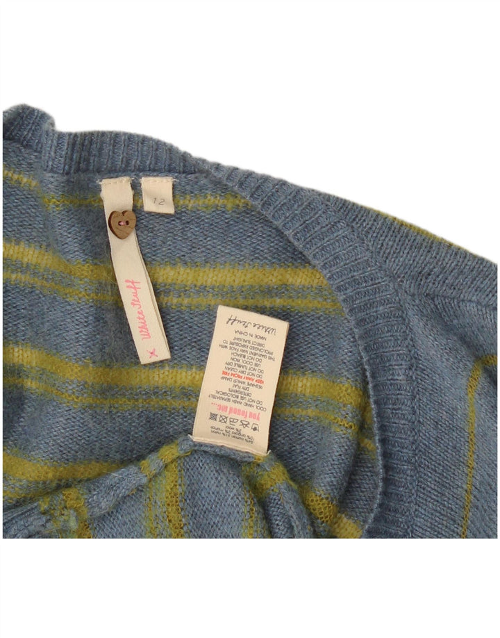 Maglione cardigan aperto da donna White Stuff UK 12 Cotone a righe blu medio