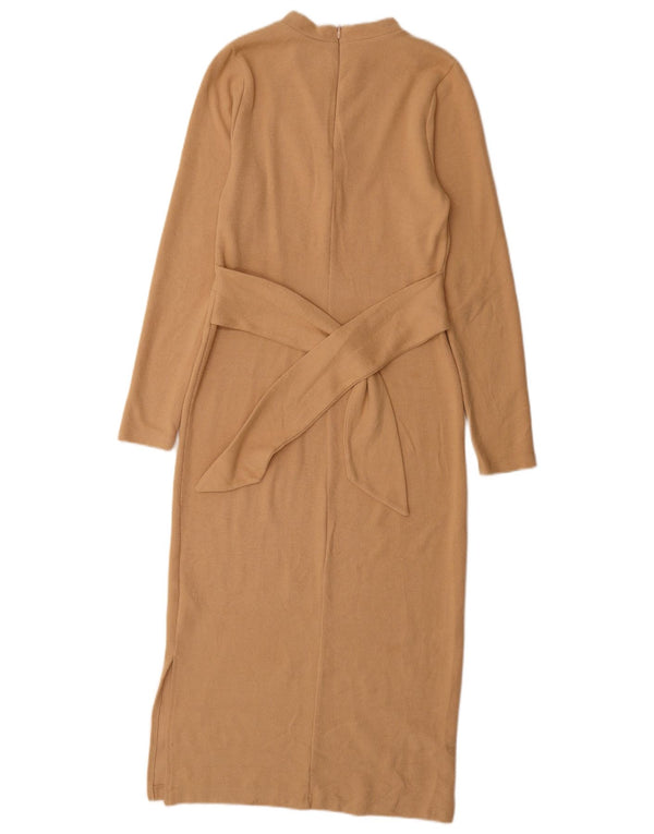 Abito maglione a maniche lunghe da donna Marks & Spencer UK 8 piccolo poliestere beige