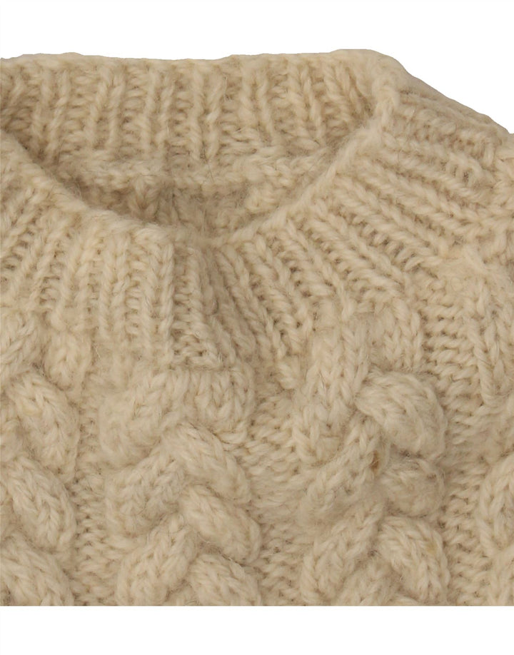 VINTAGE Womens Longline Turtle Neck Jumper Sweater UK 8 Small Beige Vintage Vintage and Second-Hand Vintage from Messina Hembry 
