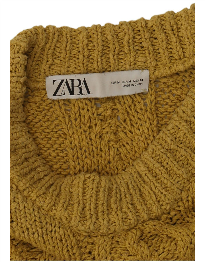 Maglione maglione girocollo oversize da donna Zara UK 14 giallo medio