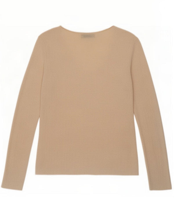 Top Zara da donna a maniche lunghe UK 10 Small Beige Viscosa