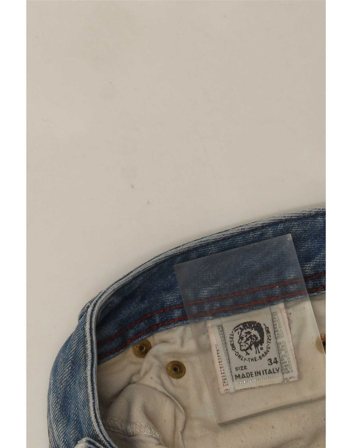 Pantaloncini di jeans invecchiati da uomo Diesel W34 grandi in cotone blu