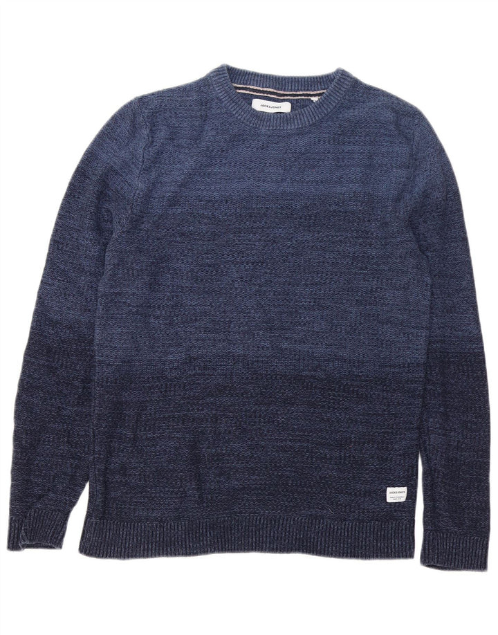 Jack & Jones Maglione girocollo da uomo in cotone medio blu navy screziato
