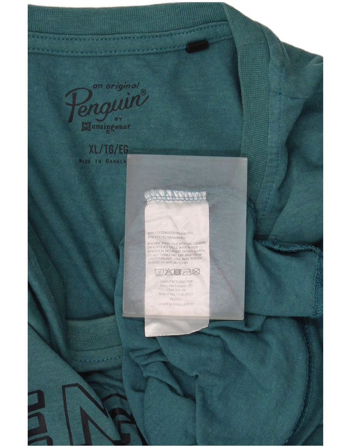 T-shirt grafica da uomo Penguin Top XL in cotone blu