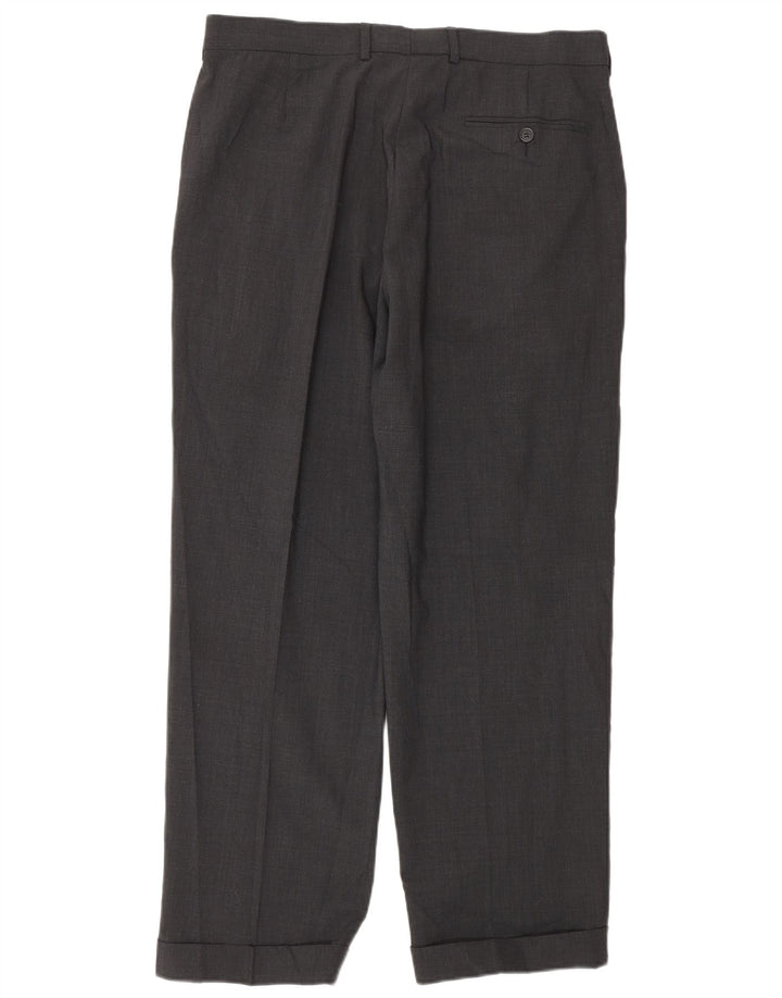 Pantaloni da abito con pegging sartoriali da uomo Marks & Spencer W34 L29 poliestere grigio