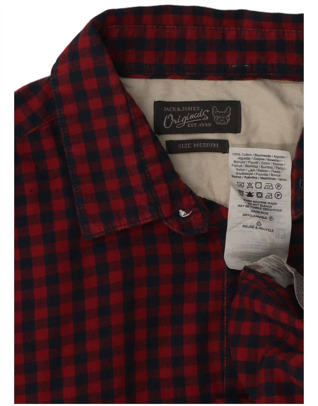 Camicia a maniche corte da uomo Jack & Jones in cotone a quadretti rosso medio