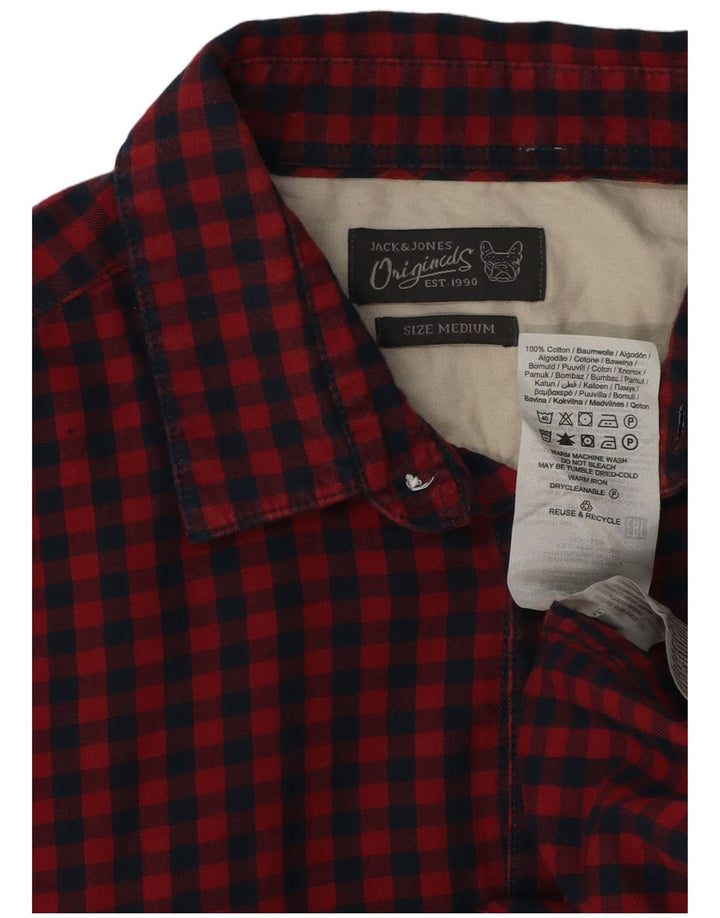 Camicia a maniche corte da uomo Jack & Jones in cotone a quadretti rosso medio