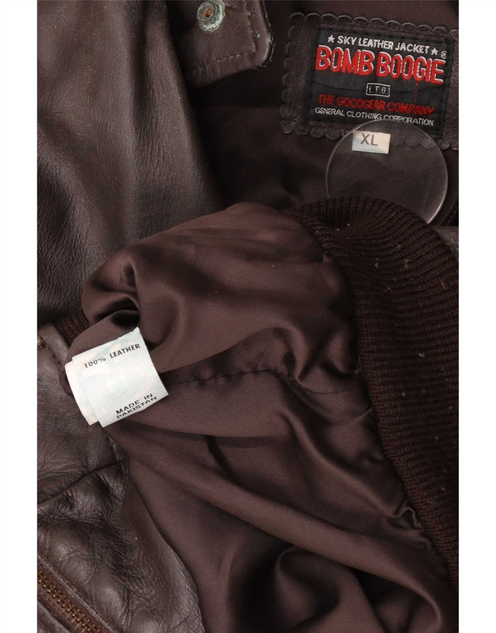 Bomb Boogie Giacca da aviatore da volo in pelle da uomo UK 42 XL Marrone