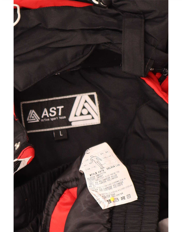 Giacca da sci con cappuccio da uomo AST UK 40 Large Nero Colorblock Poliammide