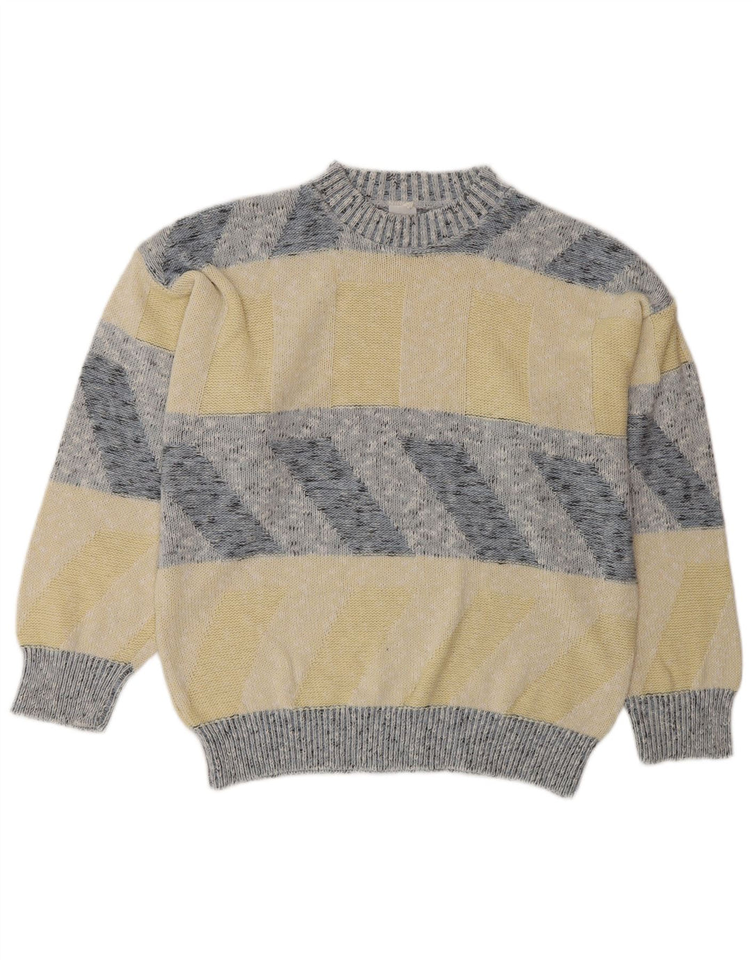 Maglione maglione girocollo vintage da uomo XL a righe multicolore