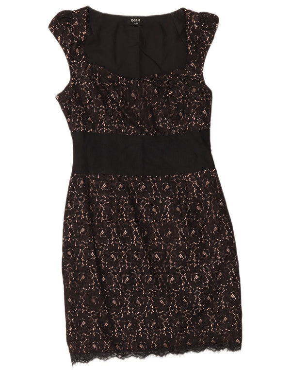 Abito tubino in pizzo da donna Oasis UK 6 XS nylon floreale nero