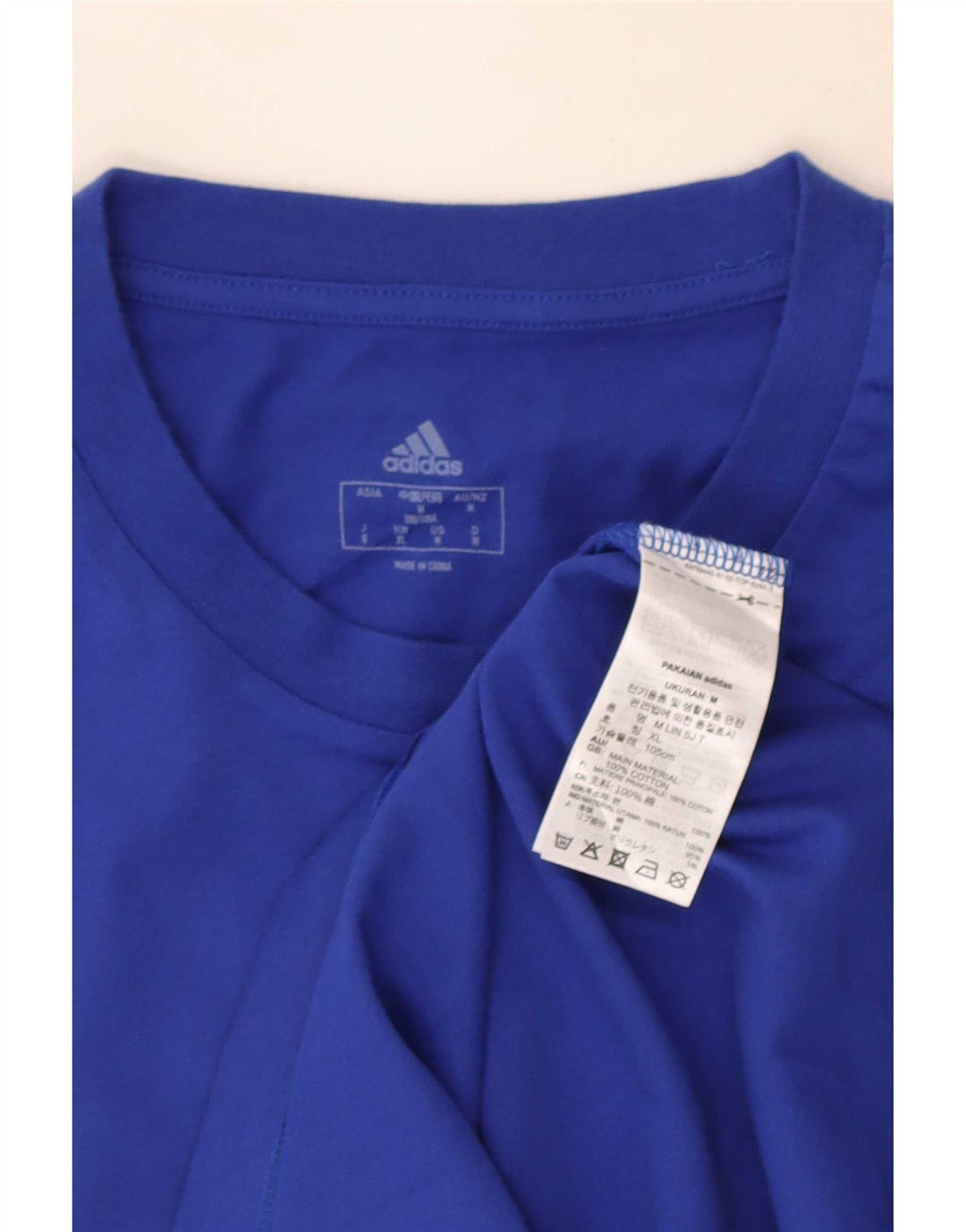 T-shirt grafica da uomo Adidas Top in cotone blu medio