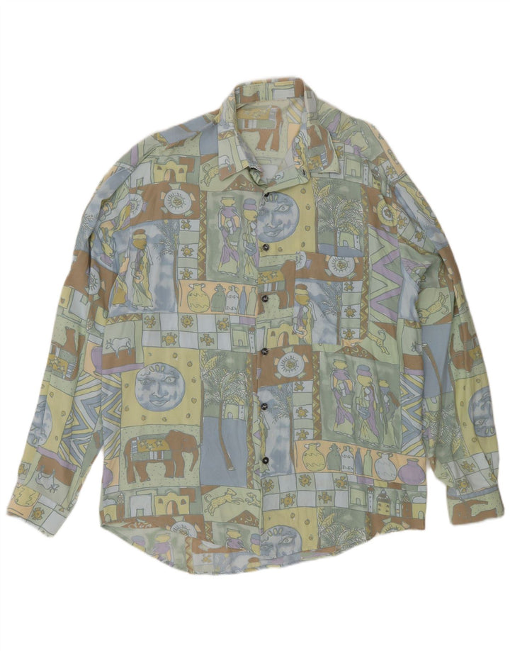 Camicia da uomo vintage grande patchwork multicolore