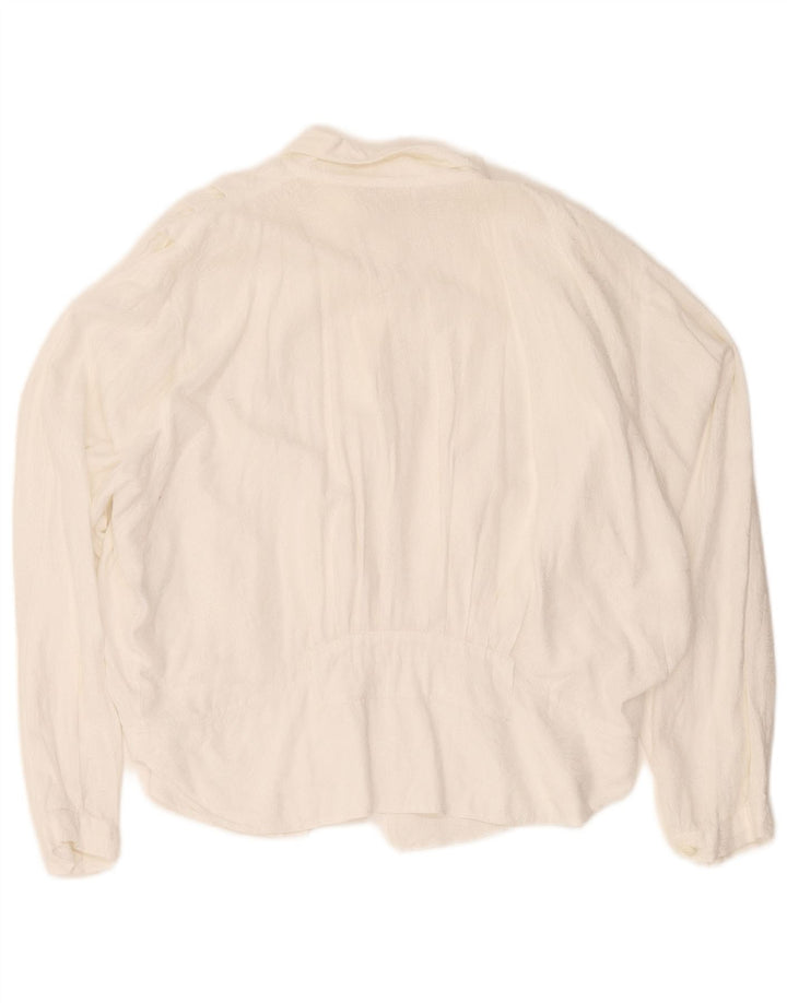 Camicetta camicia vintage da donna UK 16 grande cotone bianco