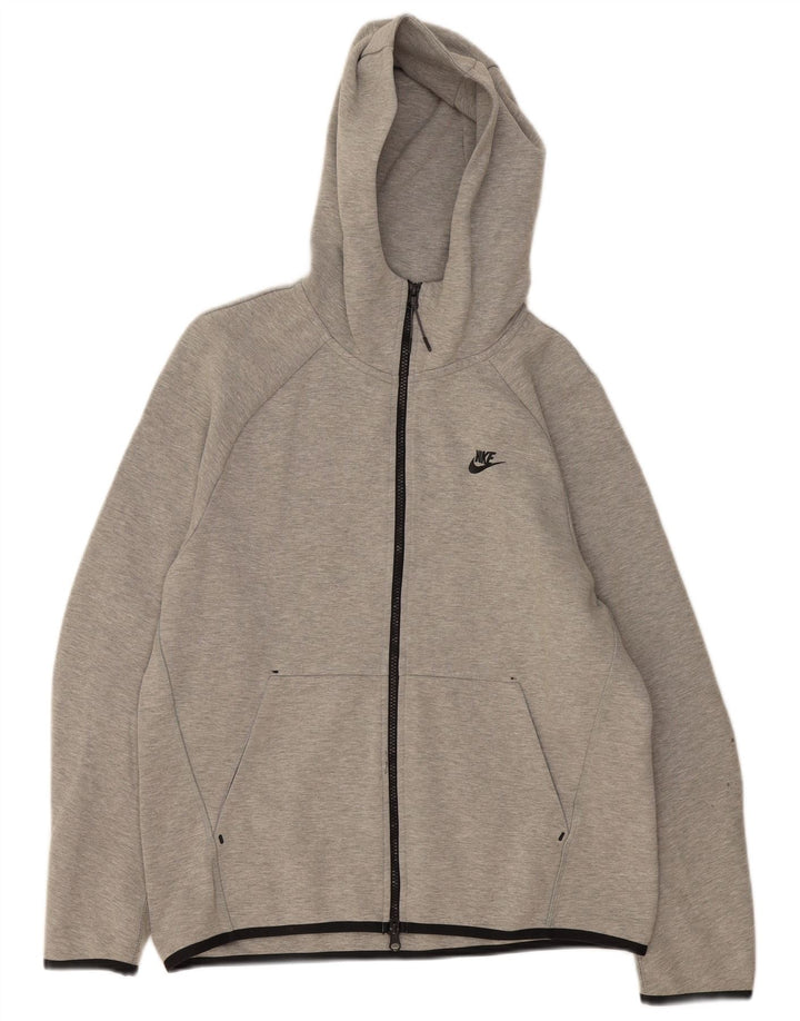 Maglione con cappuccio e zip da donna NIKE UK 14 Cotone screziato grigio medio