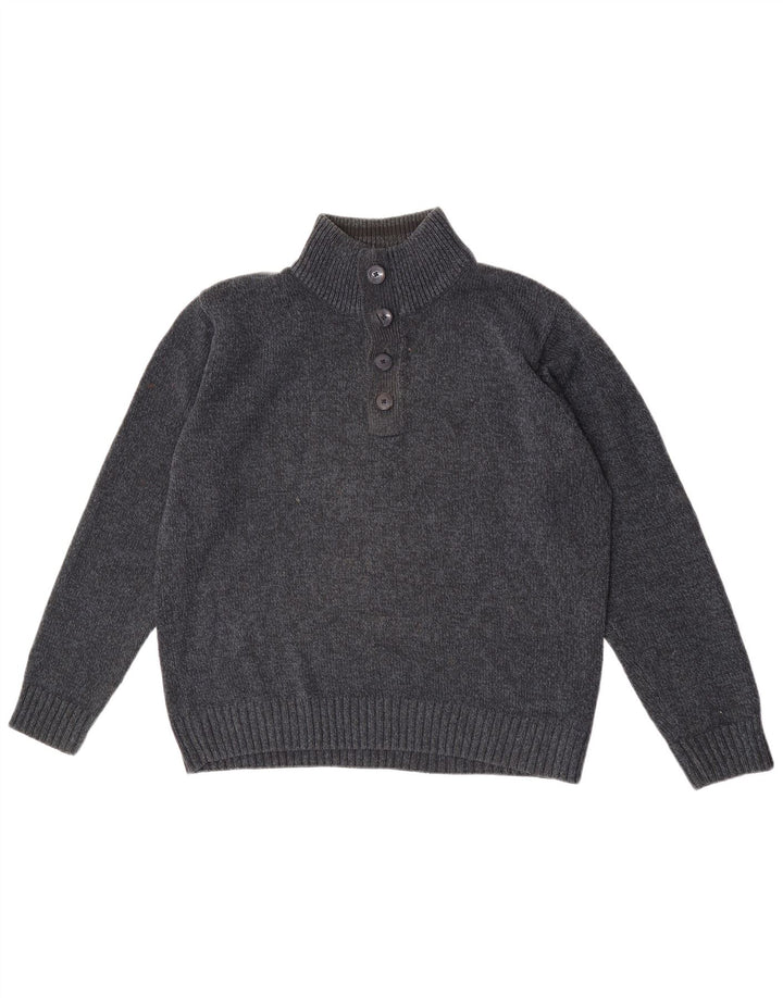 Maglione da uomo Marks & Spencer con bottoni e collo grande blu navy screziato