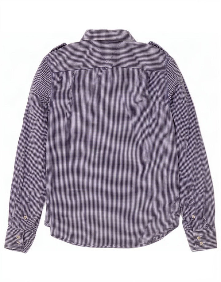 Camicia militare da uomo Tommy Hilfiger piccola in cotone a quadretti blu
