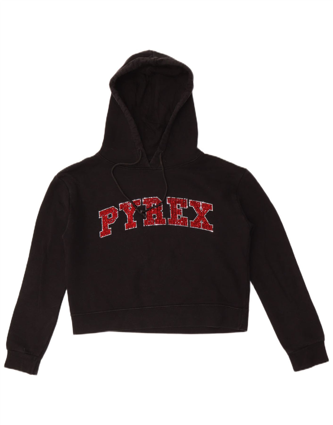 Maglione con cappuccio grafico da donna Crop Pyrex UK 14 cotone nero medio