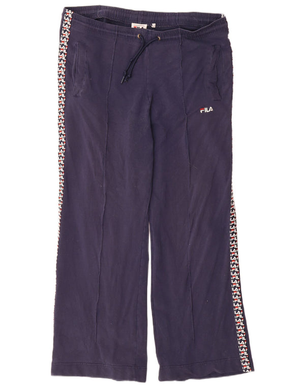 Pantaloni da tuta con grafica Fila da donna UK 10 Small Blu Navy Cotone