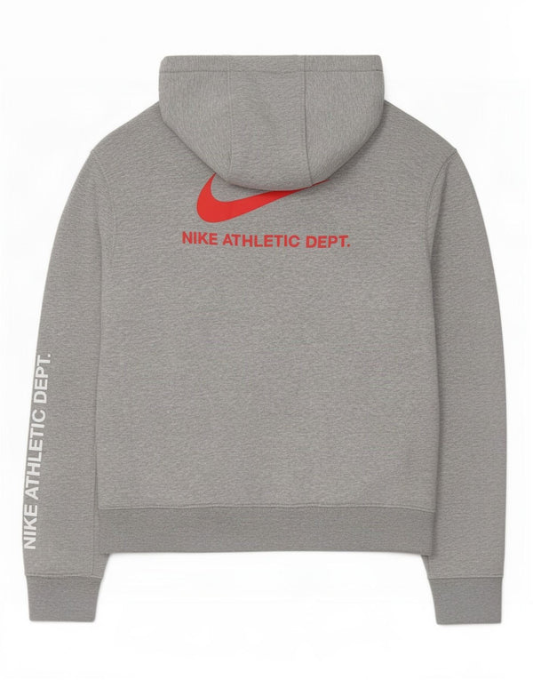Nike Mens Graphic Hoodie Jumper Medium Grey Flecked Cotton